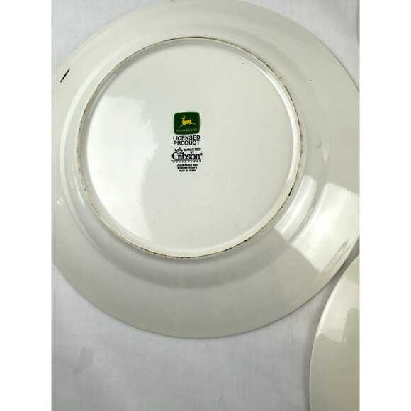 John Deere Tractor 11.25” Dinner Plate Green Rim Gibson SET OF 3 - Picture 7 of 16